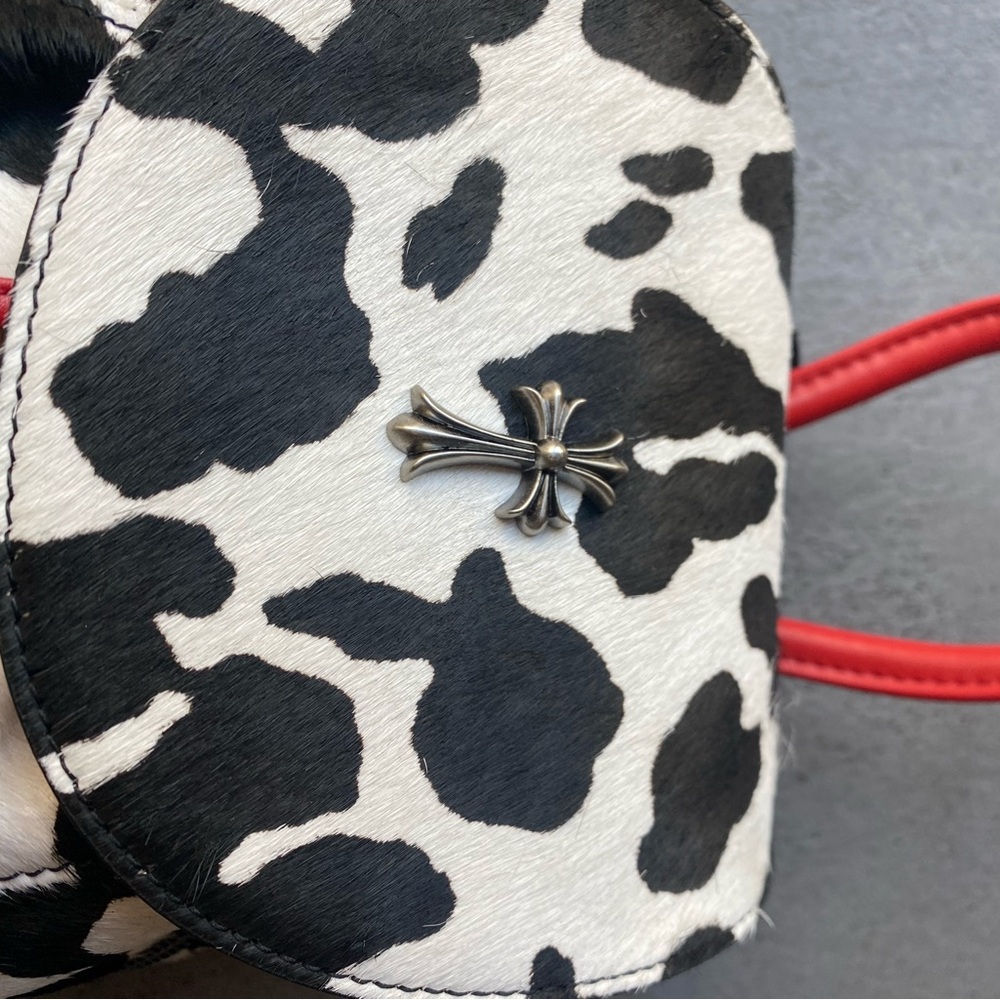 Cow Print Leather Chrome Style Mini Backpack - image 6